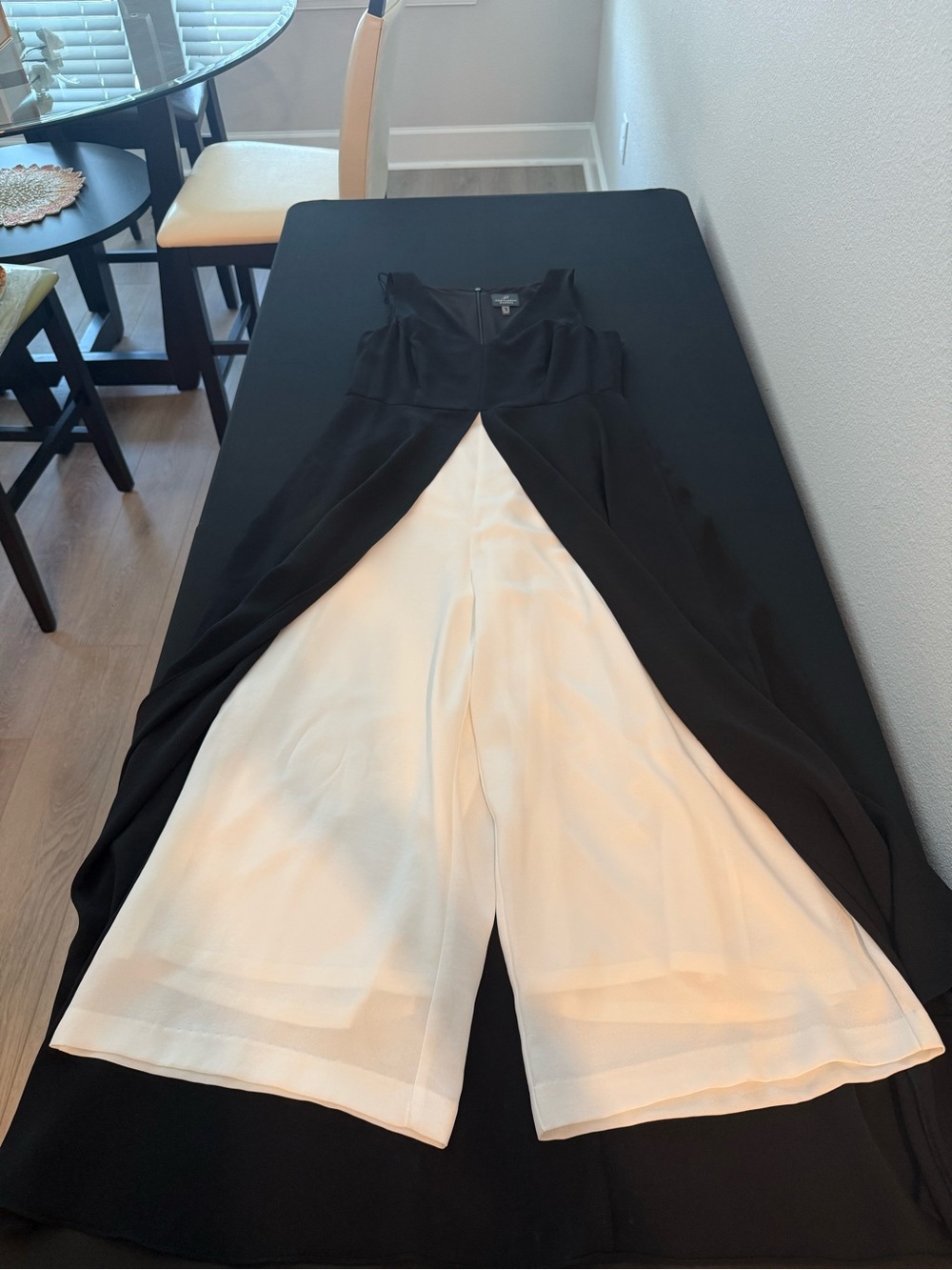 Adrianna Papell Black Jumpsuit with Cream Wide-Leg Inset